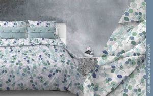 КПБ Бязь "Бояртекс" диз. № 288 Эвкалипт, 9/8 Вид, б/з синий (N)